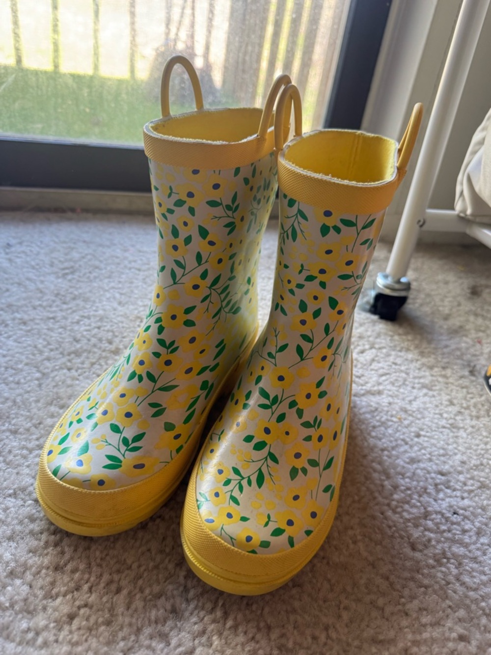 Kids Yellow Floral Rain Boots